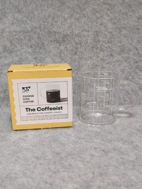Copper Cow Coffee The Coffeeist 12 Oz. Glass  Mug, NEW
